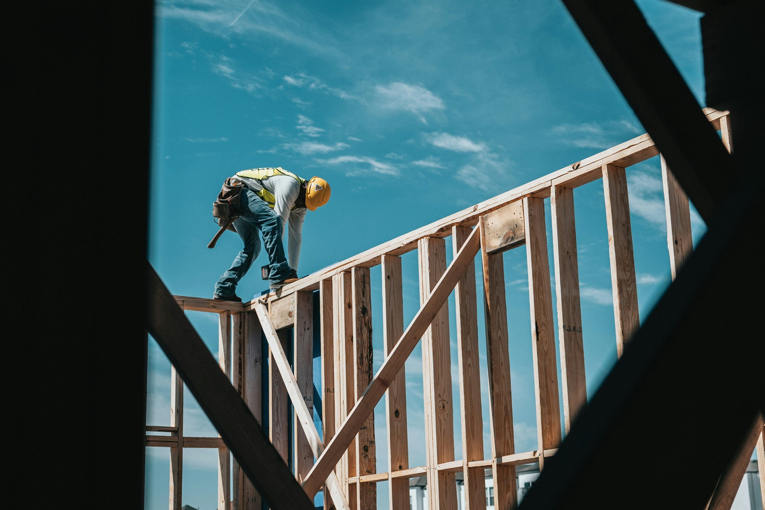 Builder on a construction site